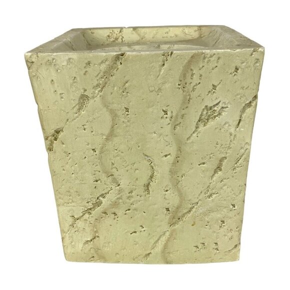 Faux Stone Tissue Box Cover Beige Square Handpainted Rustic Bathroom Decor - Picture 3 of 7